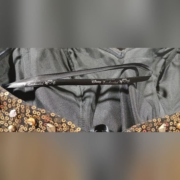 Disney Gold Black Sequin Tulle Strapless Corset Gown Dress S-M - Picture 6 of 6